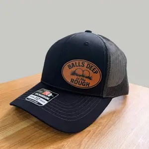 Balls Deep in the Rough Mesh Trucker Hat | Comedy Golf Quote Cap | Premium Leather Patch Design | Daily Wear Adjustable Snapback Gift