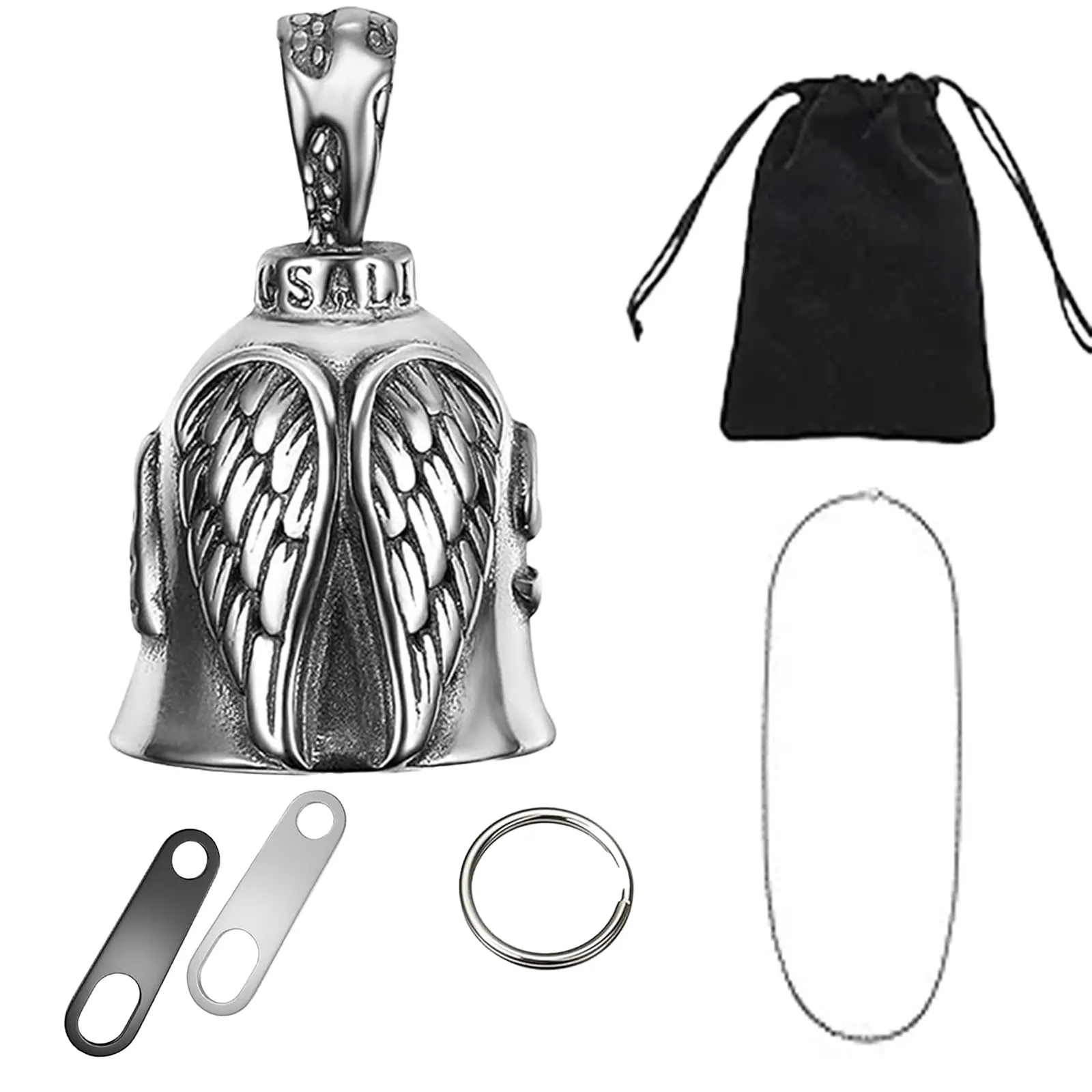 Angel Guardian Bell Heavy Duty Keychain - Sturdy, Handcrafted Art Motorcycle Good Luck Pendant - Anniversary, Ride Safety Christmas Automotive & Motorcycle Exterior Decoration Accessory for Men