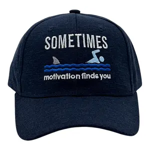 Sometimes Motivation Finds You Hat Funny Sarcastic Shark Graphic Novelty Cap Funny Hats Shark  Funny Sarcastic  Novelty Caps for Men Navy - Standard