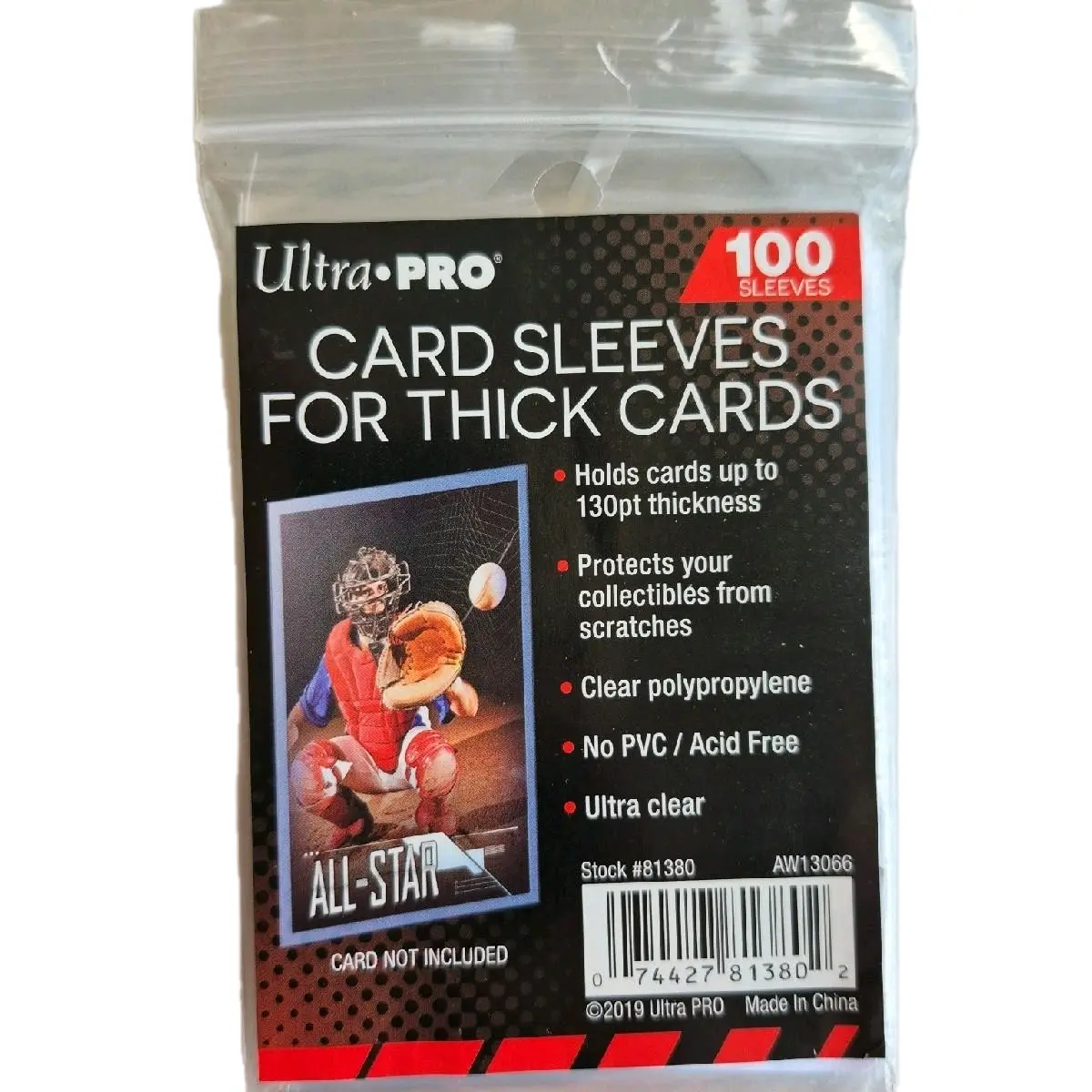 Ultra Pro Clear Thick Card Sleeves, Plastic, Holds Cards up to 130-Point, 100-Count