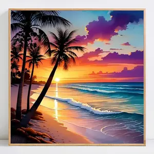 Seaside Scenery Pattern DIY Diamond Arts Colorful Painting Kit without Frame, 1 Set DIY Decorative Art Painting for Beginner, Wall Art Decoration for Home
