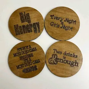 themed wooden coaster set