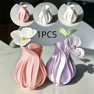 Small Printed Decorative Vase, Spiral Design Flower Vase, Desktop Centerpiece, Pen Holder, Office Desk Organizer, Modern Home & Apartment Decoration, Ideal Gift