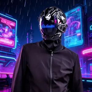 Futuristic Sci-Fi Mecha Helmet Full-Face Reflective Mask with LED Matrix Bluetooth Connectivity for Halloween Concert Streetwear Cyberpunk Cosplay