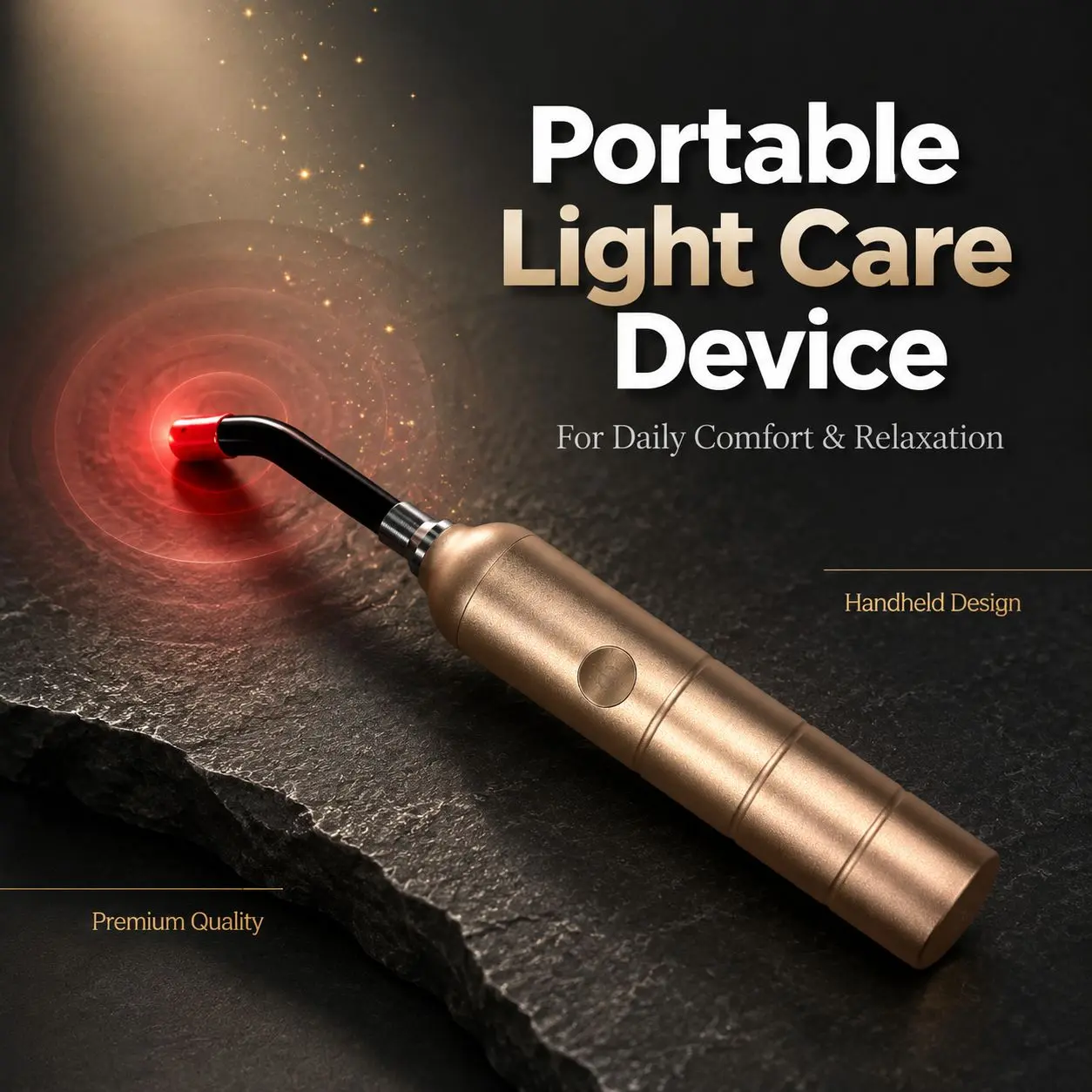 Handheld Red Light Therapy Device - Lightweight, Travel Size, Cordless, Compact, Metal Body USB Rechargeable Portable Infrared Care Stick, Home Users