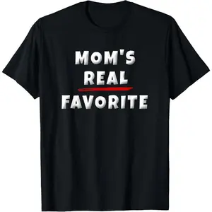 Menswear 100% Cotton Short-Sleeve Casual Loose Fabric T-Shirt - "I'm Mom's Favorite" Funny Kid Sibling Rivalry Design