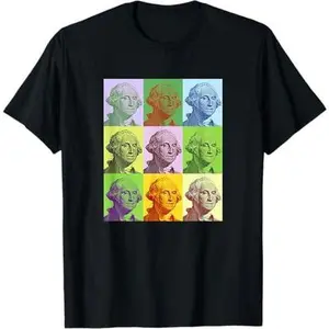 President Washington Pop Art Colors Presidents Day Graphic T-Shirt