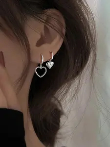 2pcs Fashionable Casual Heart Design Dangle Earrings Set, Simple and Cute Jewelry for Women, All-match Trendy Fashion Accessories for Party, Club, Minimalist Aesthetic Jewelry Gift, Lightweight Earring, Heart Shaped Earrings