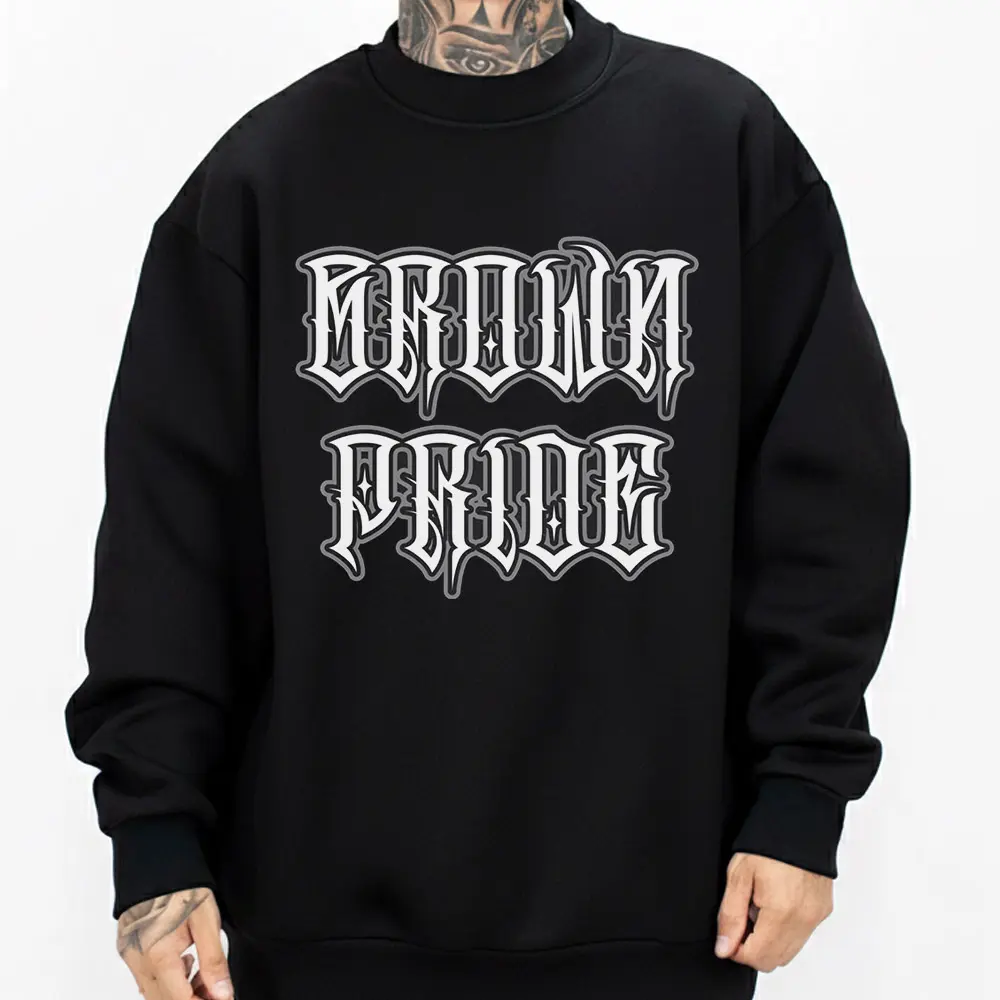 Brown Pride Chicano Clothing Lowrider Style Chicana Art Gangster Clothes Cholo Outfit Cotton Fabric Unisex Hoodie for Men and Women Long Sleeve Casual Streetwear 0512
