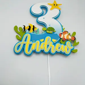 Personalized Under the Sea Cake Topper. Sea Animals Party Decor, Aquatic Animal Birthday Decor