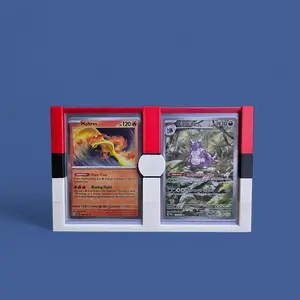 Pokéball Trading Card Display Stand Holds 2 Toploader Cards 3D Printed Stand for Collectors & Gifts Lightweight Stable Design Perfect Gift for Pokémon Fans