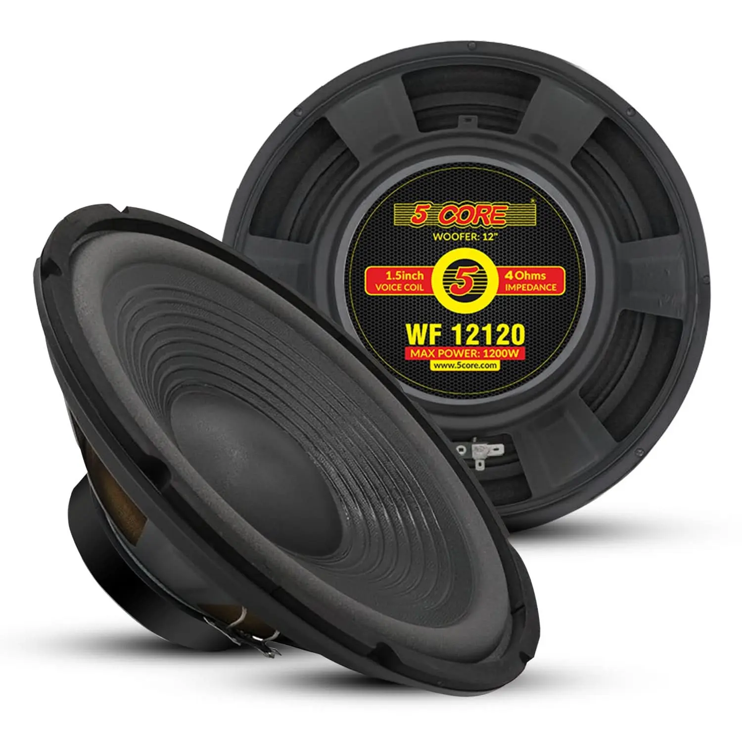 5 Core 12 Inch Subwoofer 1200 Watt Car Audio Sub Woofer 4 Ohm w Deep Bass Replacement Loud Speaker