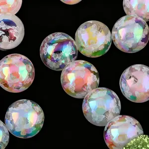 16mm fancy butterfly  beads, 20pcs in a set of mixed white colors, unique color combinations, perfect for making pens, key chains and jewelry bead diy ballpoint pen phone strap