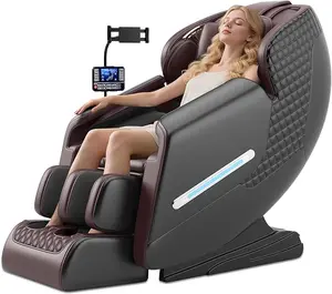 Full Body 4D Zero Gravity SL-Track Knead Shiatsu with Airbags, Touchable Screen, Heating, Foot Rollers, Home or Office (Black & Brown)，Commonly used for holiday parties and events.