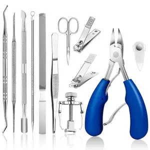 12 count Toenail Clippers Heavy Duty Toenail Clippers for Thick Toenails   Kit   Clippers Podiatrist Toenail Clippers Ingrown Toenail Removal Kit Toenail Clipper (Blue)