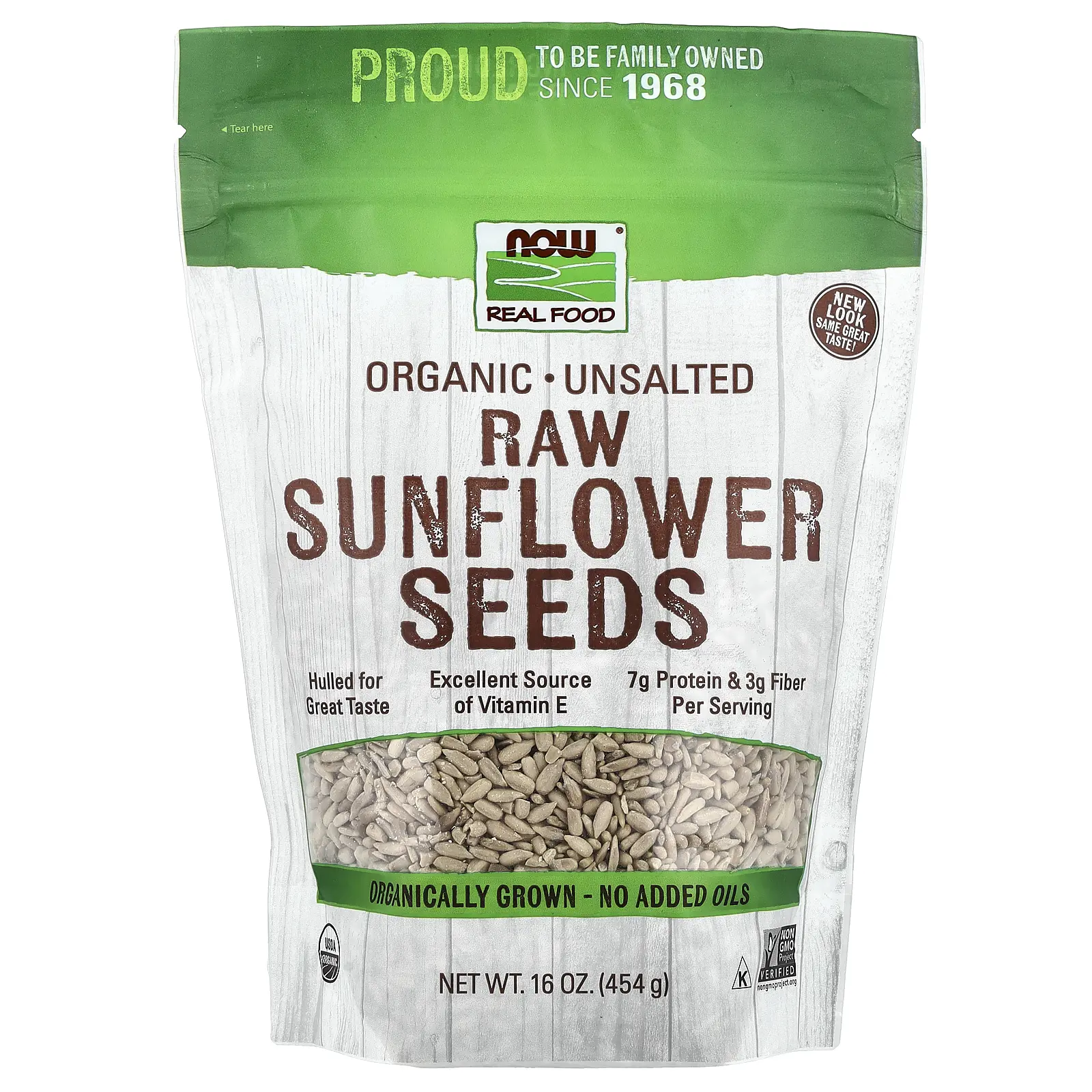NOW Foods Organic Raw Sunflower Seeds, Unsalted, 16 oz (454 g)