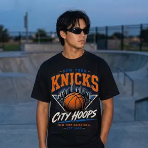 New York Vintage Basketball Graphic Gildan T-Shirt, Retro NYC Hoops Skyline Tee, Classic Fan Streetwear Shirt