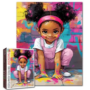 Tucocoo Cute Graffiti Girl 1000 Pieces Jigsaw Puzzle, colorful street art portrait, relaxing family game, stress relief, brain challenge, improve focus, wall decor, gift idea for adults seniors teens 27.5x20inch(70x50cm)