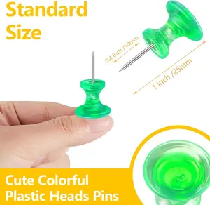 0 Pcs Giant Push Pins Large Thumb Tacks Plastic Heads 1 Inch Jumbo Push Pins for Cork Board Map Posters Office School(Red, Yellow, Blue, Green, Clear)