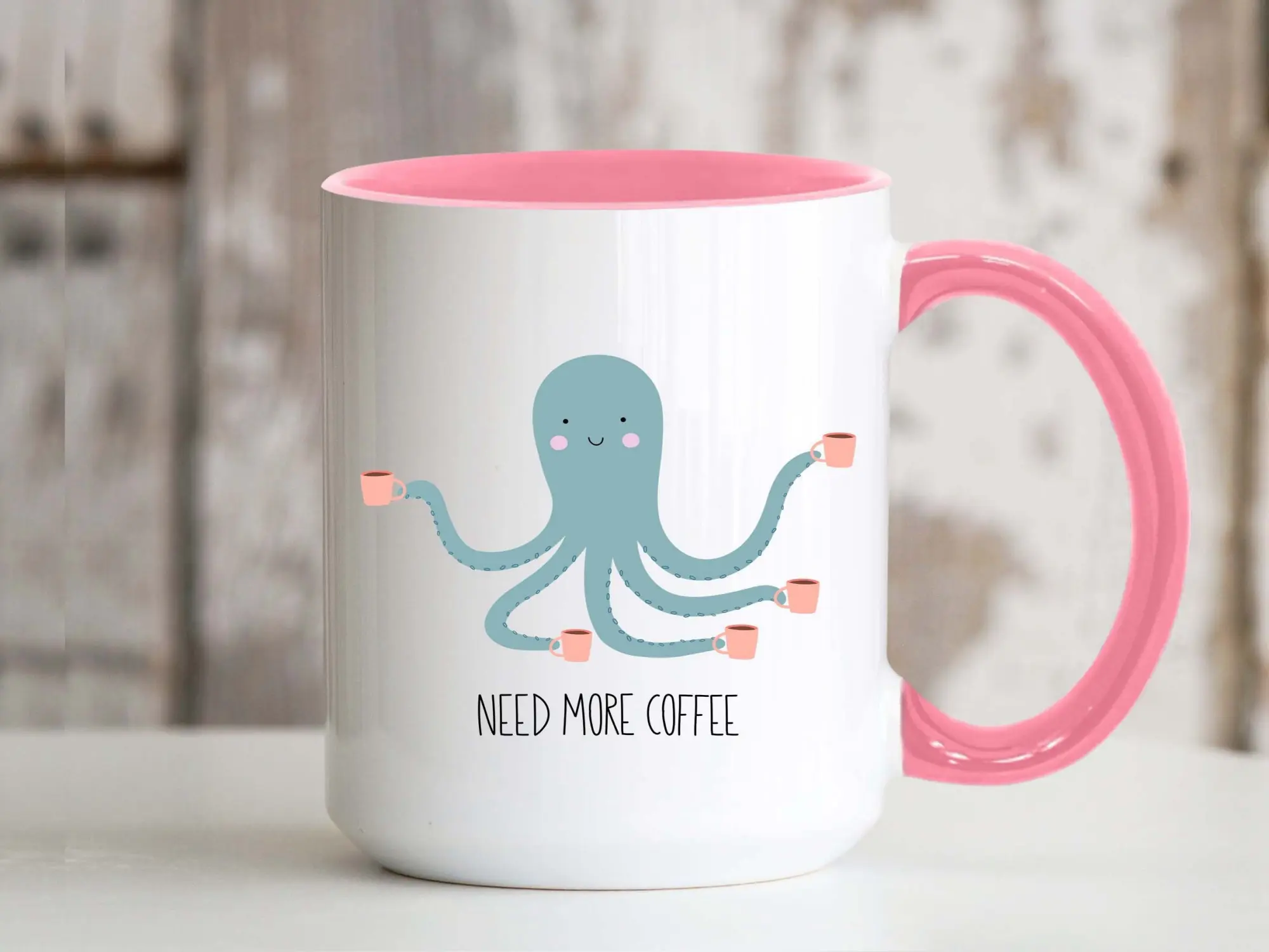 Need More Coffee Octopus Mug