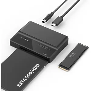 NVMe SSD Enclosure, 10Gbps USB to M.2 and SATA Adapter Tool Free PCIe NVMe External Hard Drive Reader Compatible with M.2(M Key&M+B Key) Any Sizes and 2.5"/3.5" SATA SSD/HDD