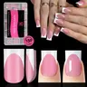 Qiek French Tips Press On Nails - 150Pcs Pink Short Square Soft Gel Nail Tips Pre-Designed, 15 Sizes Fake Nails for Nail Art DIY, False Nails Salon Quality Manicure at Home Gifts For Women
