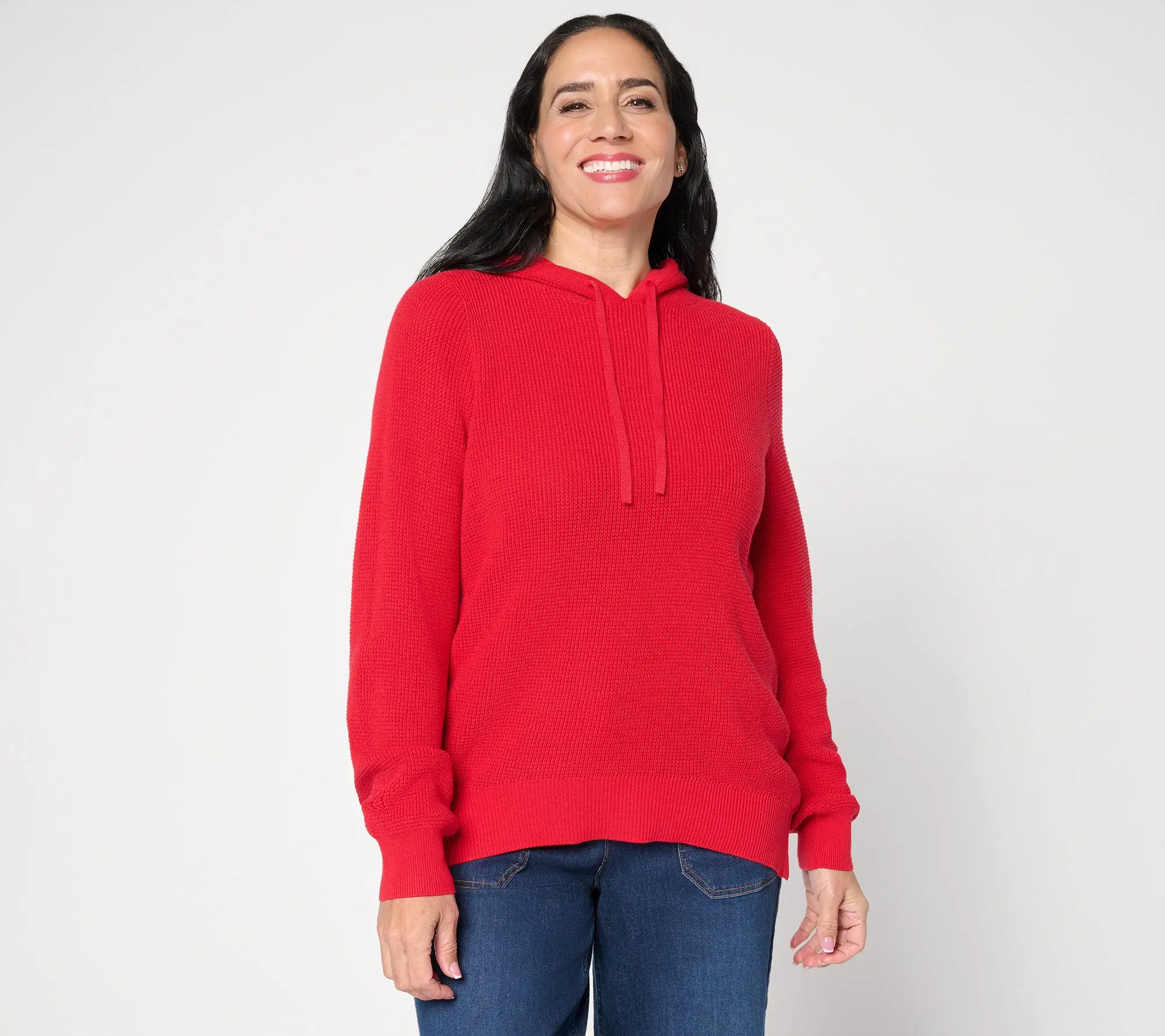 Belle by Kim Gravel Waffle Stitch Clean & Classic Hoodie Sweater