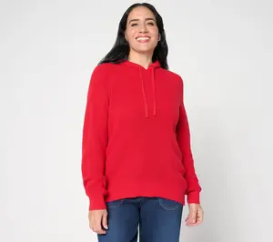 Belle by Kim Gravel Waffle Stitch Clean & Classic Hoodie Sweater