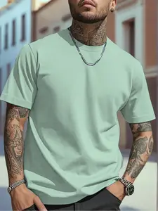 Trendy Slim Fit White Crewneck T-Shirt, Ultra-Soft Stretch Cotton, Stretchy, Casual Daily, Streetwear, Everyday Outfit, Men’s Fashion 2025, Comfortable Basic Tee, OOTD, BasicWear, SummerEssen