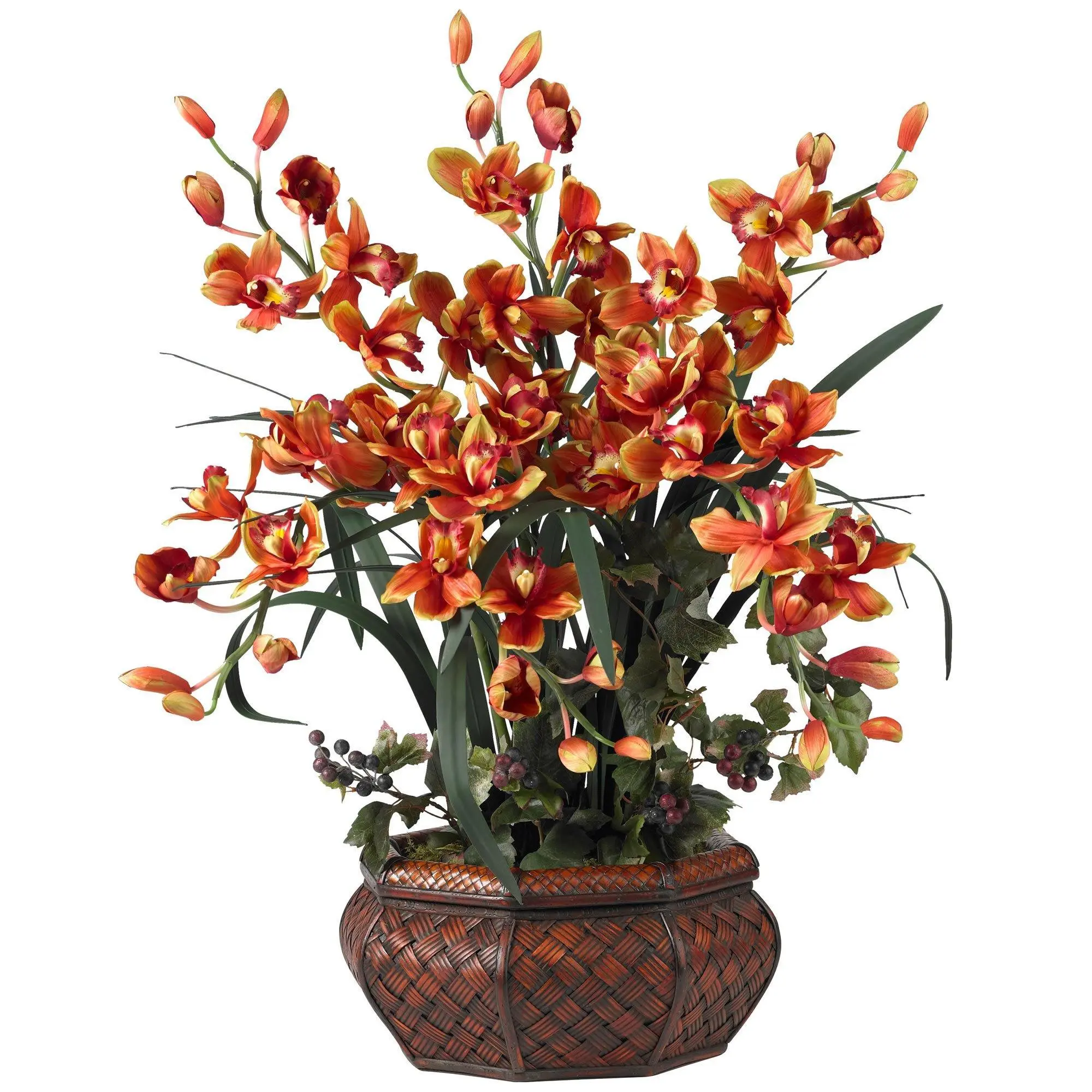 36" Tall Artificial Mixed Cymbidium Flower Arrangement - Bright Colors, Cheerful Look, Home Decor Floral Ornament, Artificial Mixed Flower, Decorative