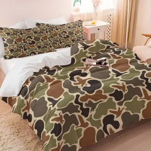 2/3 pieces Duck Hunter Green Camouflage Hunting Bedding Set Full Black Brown Comforter Cover Set for Boys Teens Camo Army Duvet Cover Breathable Wild Bedspread Cover Room Decor Quilt Cover,No Comforter！Includes 1 Duvet Cover and 1/2 Pillowcase