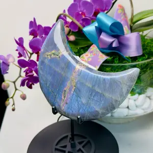 Labradorite Moonstone Slice - Natural Stone with Unique Patterns and Colors, Ideal for Decor and Collection