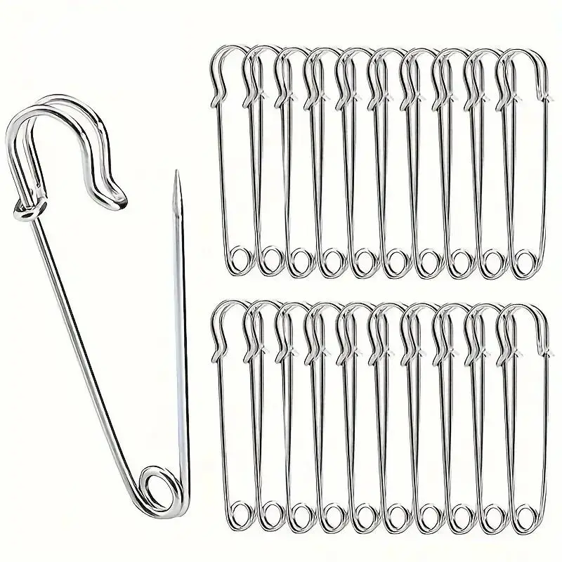 Stainless Steel Safety Pin Set, 20pcs/set Safety Pin, Spring Lock Fasteners for Blankets, Crafts, Skirts & Brooch Making