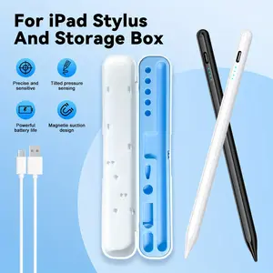 storage box and latest touch pen combo, Touch stylus pen, iPad pencil accessory storage box, drop-proof and anti-lost, touch pen compatible with iPad 10/9/8/7/6, iPad Pro 12.9-inch/11-inch, iPad mini 6/5, iPad Air 5/4/3, no Bluetooth connection