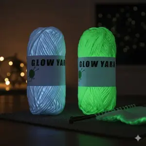 Glow in The Dark DIY Craft String High Elasticity Soft Yarn Anti Break Eco Friendly Skin Safe Crochet Glow Thread Kit for Night Crafts Spring DIY Supplies Handmade Knitting Materials Multicolor