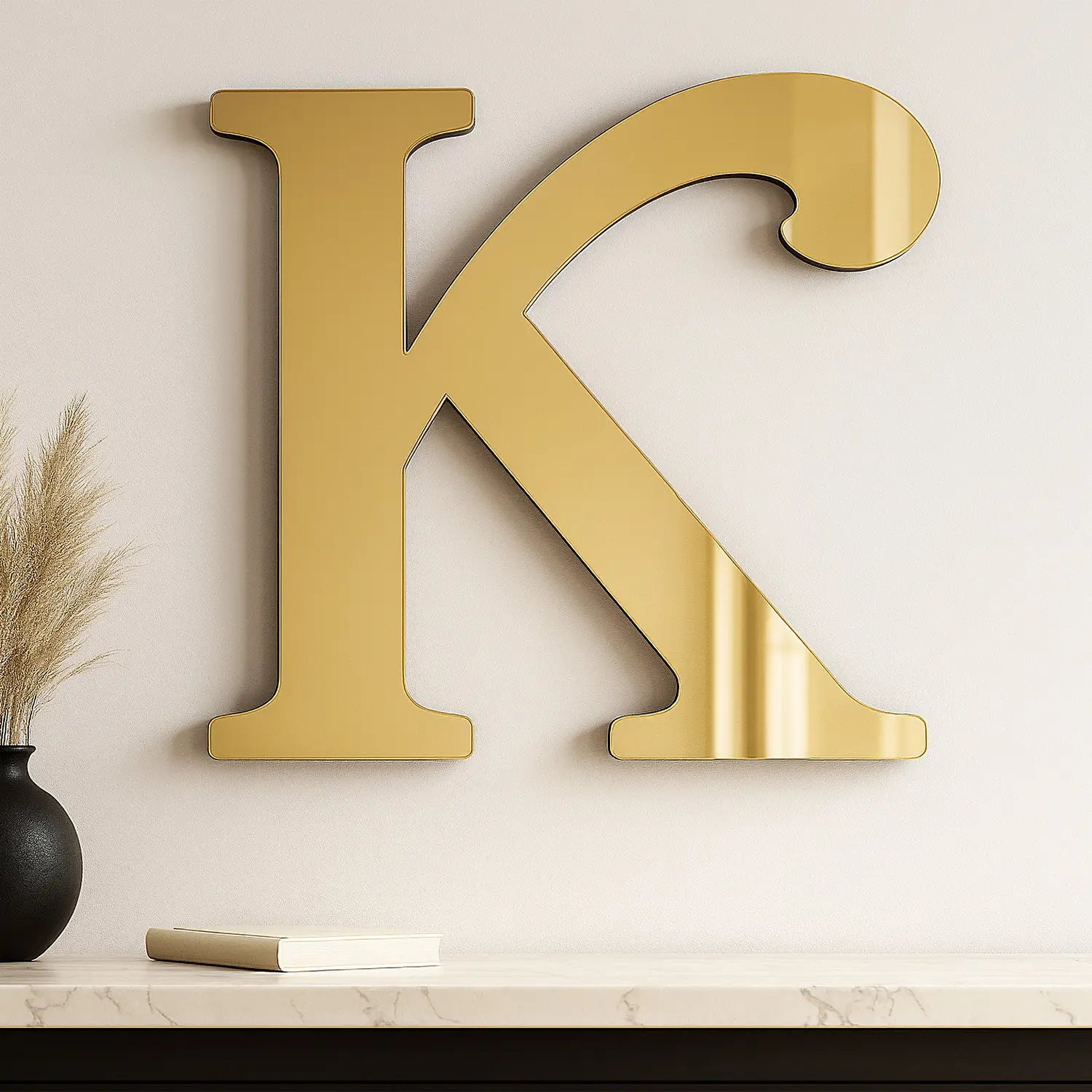 Customizable Mirrored Acrylic Initial Sign - Elegant Wall Decor for Weddings, Nurseries, Dorm