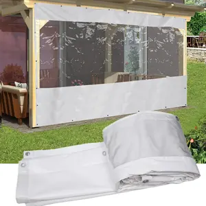 Commercial Waterproof Clear Awning, Premium Waterproof PVC Curtain Porch Curtains for Tents, Awnings, Canopies, Curtain - White (8x13 Feet)