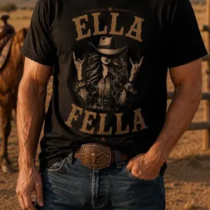 Ella Fella Shirt, Country Western Graphic Tee, Cowboy Girlfriend, Western Cowgirl Tee, Country Concert Shirt, Rustic Cowboy GU2