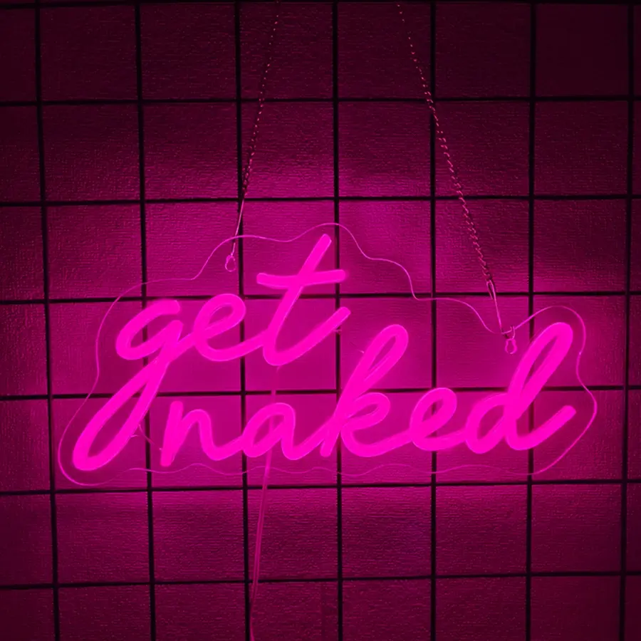 Get Naked Neon Sign for Wall Decor, Led Lights Signs Pink Led Signs for Bedroom decor Letters Neon Light Room Decor for Bar Party Pub Salon Decoration Girls Gift USB Powered