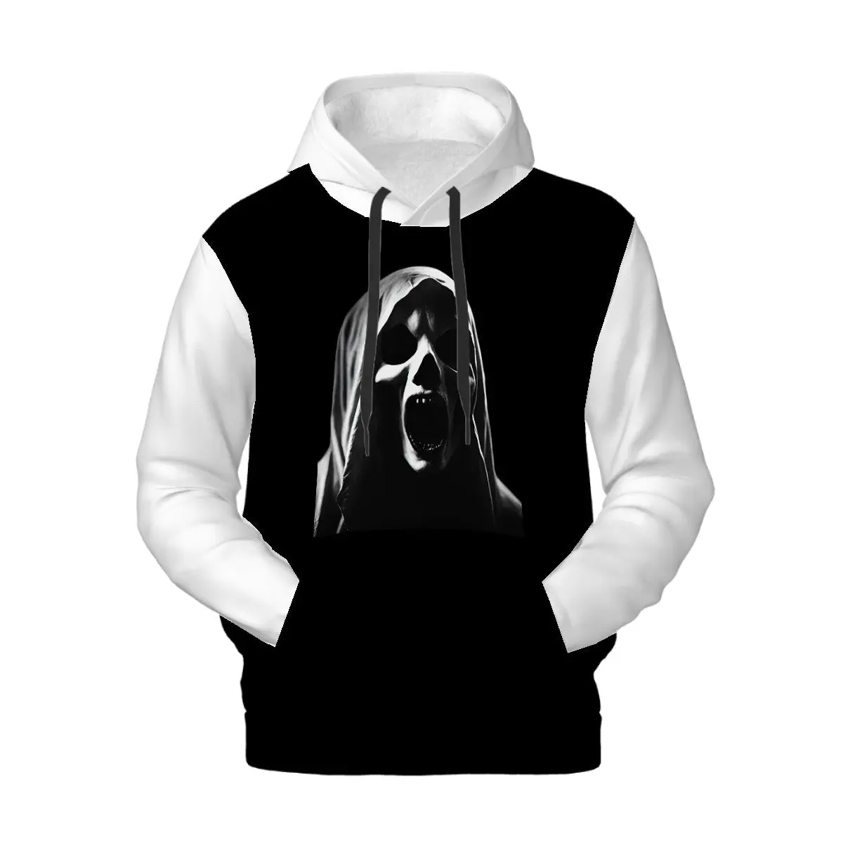 Ghostface Hoodie for Men with Pockets - Black and White Horror Fan Apparel - Casual, Menswear