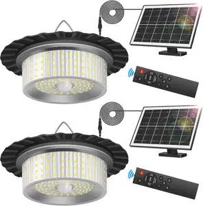 2026 Solar Shed Light Outdoor Indoor, Upgrade 244 LED 360° Lighting Motion Sensor Pendant Light, Waterproof Solar Lights with Remote Control, Timer, 5 Modes for Shed Gazebo Garage Barn