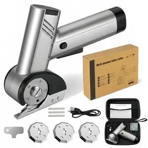 【WeeklyDeals】SEEVOLX Cordless Rotary Electric Scissors with LED Display, Rechargeable Cardboard Cutter, 4-Speed Adjustable Powerful Cutter, 3 Blade, Wireless Sewing Scissors with Hard Storage Case,Perfect for Fabric, Carpet, and Leather,Perfect Gift