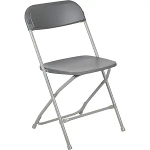Series Plastic Folding Chair - Grey - 650LB Weight Capacity Comfortable Event Chair - Lightweight Folding Chair