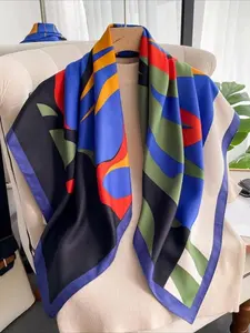 Women's All Over Print Silk Scarf, Boho Style Shawl, Fashionable Soft Comfortable Shawl for Daily Wear, Casual Versatile Scarf for Women & Girls