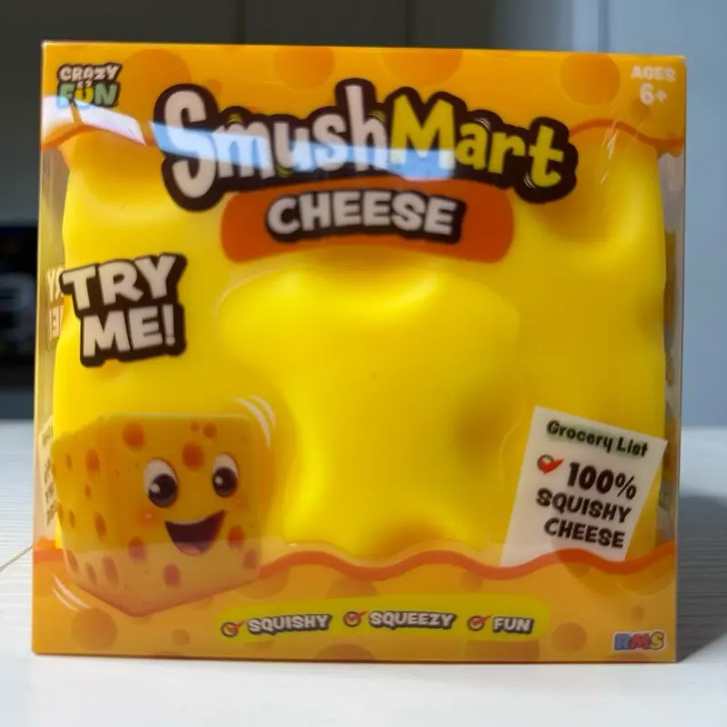 RMS SmushMart Jumbo Cheese Squishy Toy - Super Slow Rise, Moldable Fidget Toy for Stress Relief, Suitable for 3+ Years Kids