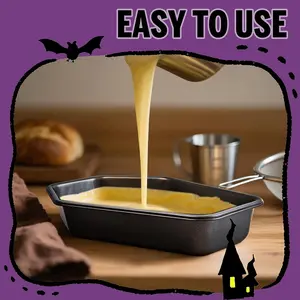 A set of coffin-shaped cake mold kits, made of sturdy and durable carbon non-stick material, featuring rectangular baking molds, suitable for Halloween cakes, cupcakes, and Gothic desserts, as well as terrifying skull-shaped cake molds, Non Toxic Bakeware