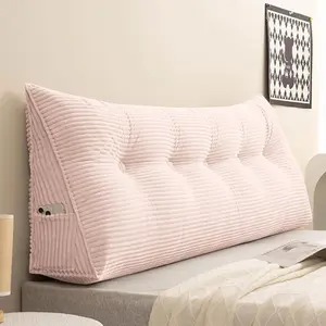 Bed Wedge Headboard Pillow  College Dorm Reading  Support Corduroy Triangular  Cushion  Positioning, Light