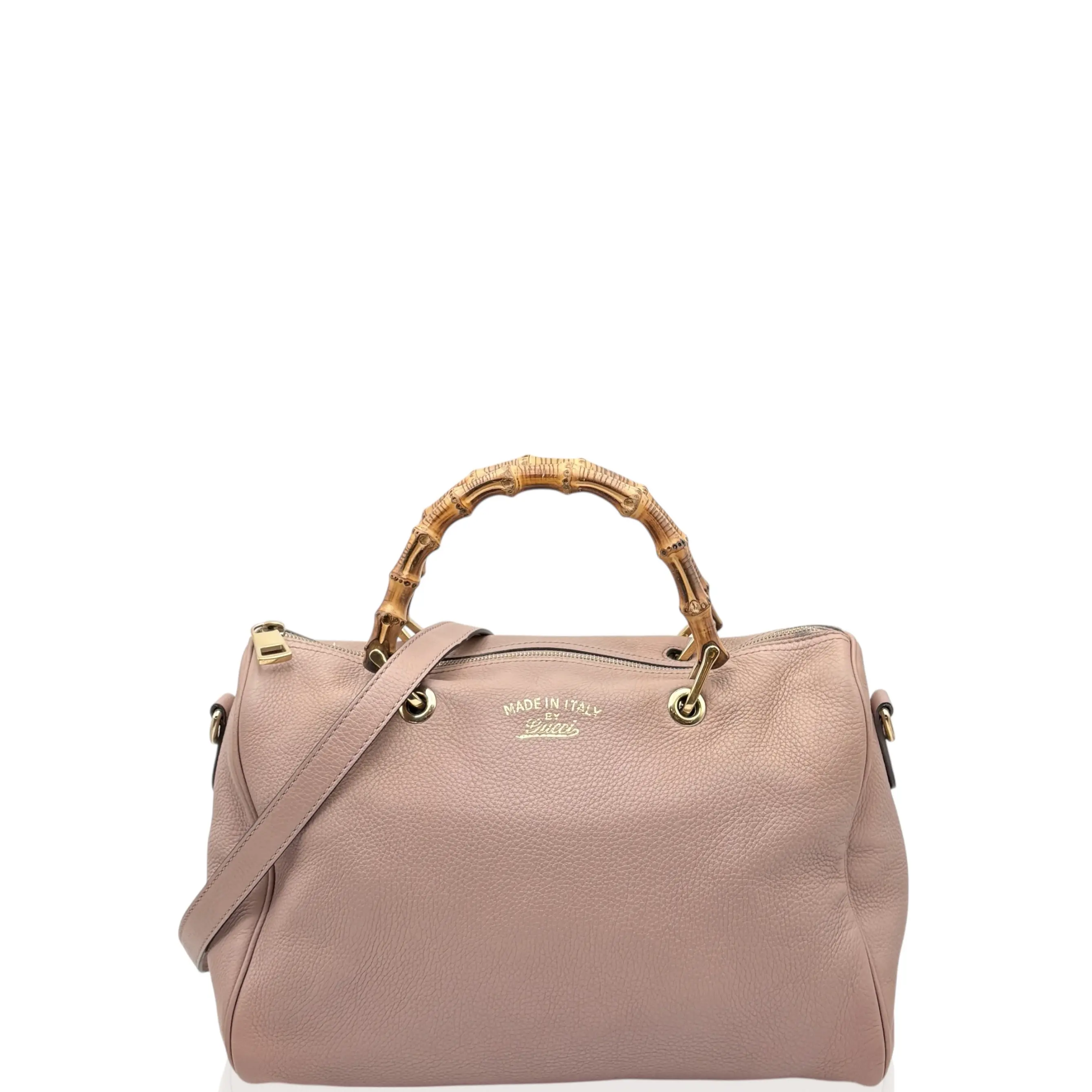 Pre-owned GUCCI Leather tote bags Bamboo Boston Bag Calfskin Natural Tan (ym030126c7)