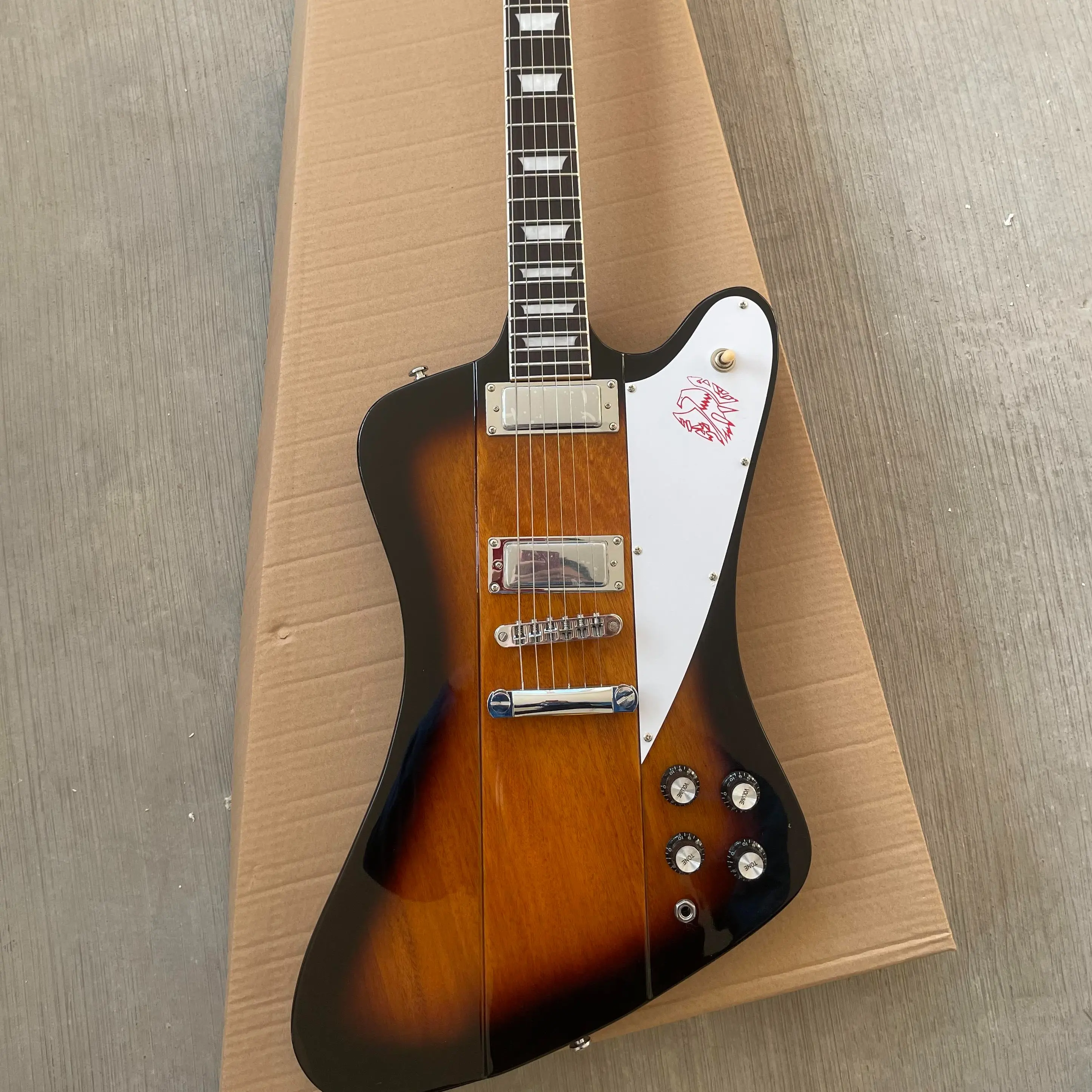 Custom 2 Pickups Firebird Style Electric Guitar Vintage Sunburst Rosewood Fingerboard