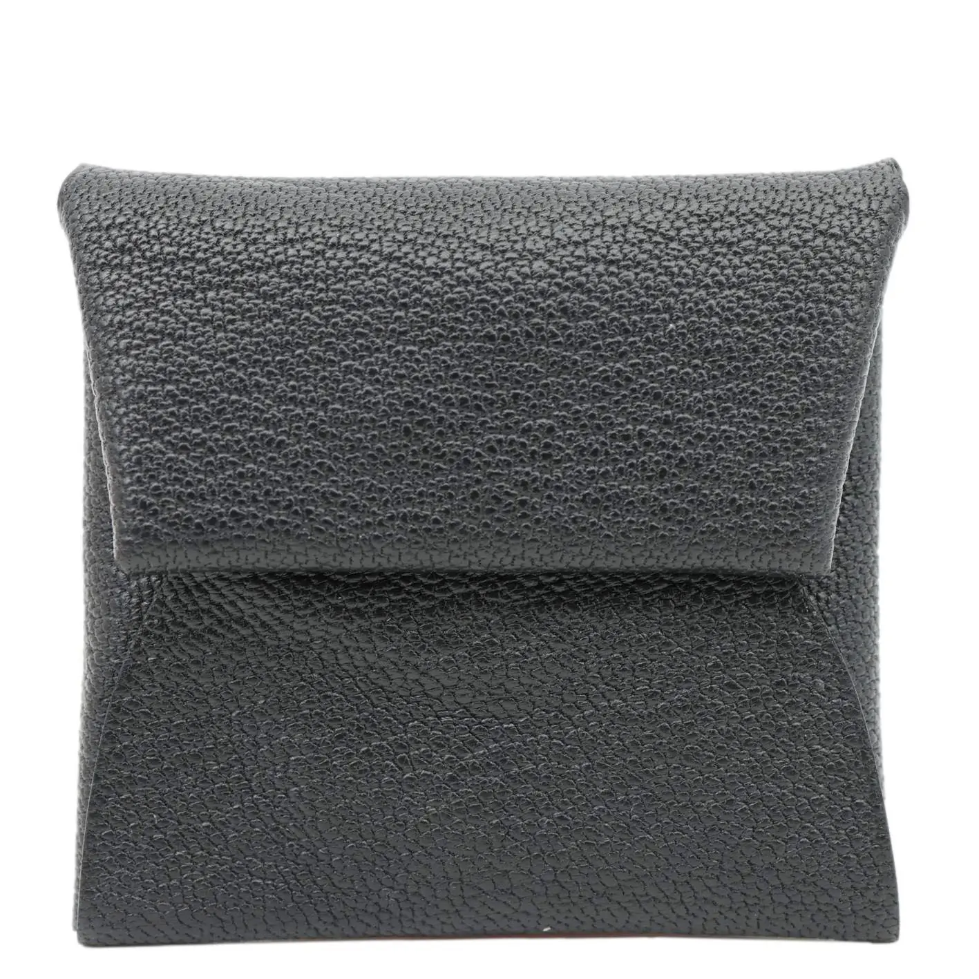 Pre-owned HERMÈS Leather Wallet Hermes Bastia Verso Grained Goatskin Coin Purse Black